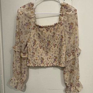 Wild Fable Long Sleeve Floral Crop Top Size M